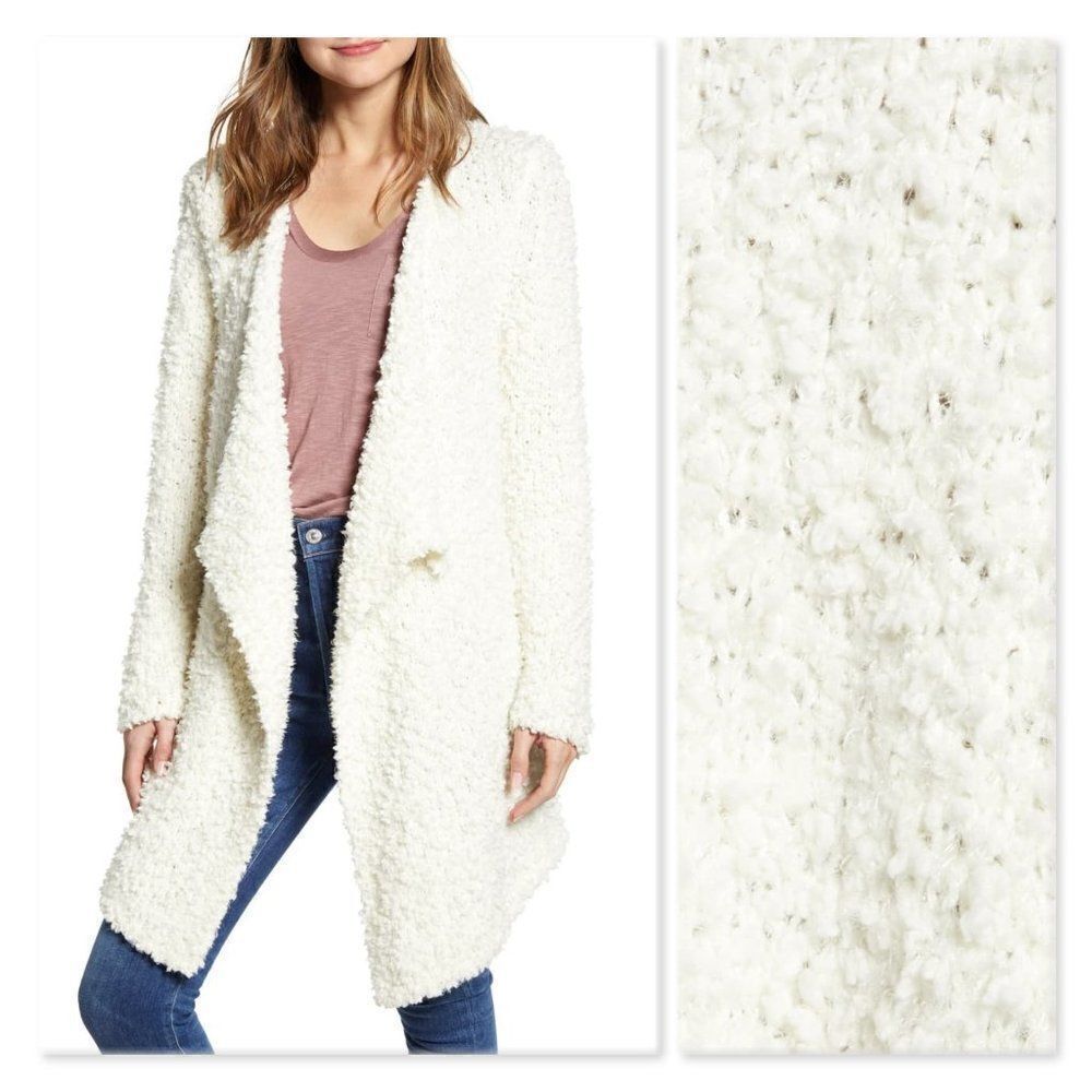 1.State Drape Front Poodle Cardigan sz XL in Ivory